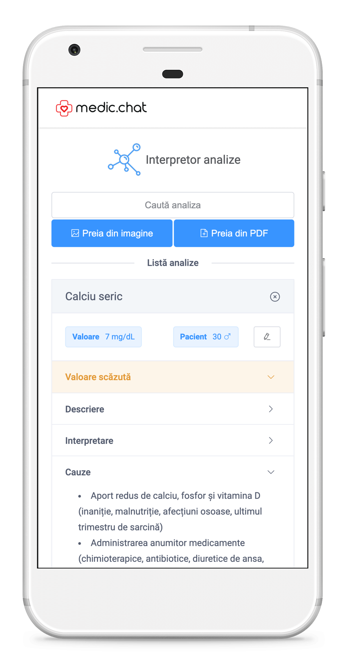 Aplicația Medic Chat - telefon cu întrebare și răspuns de la doctor